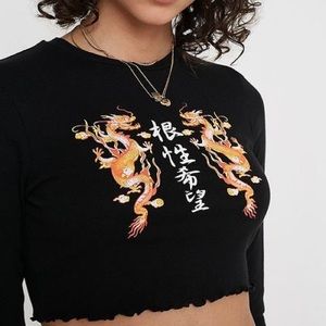 URBAN OUTFITTERS back long sleeve cropped top